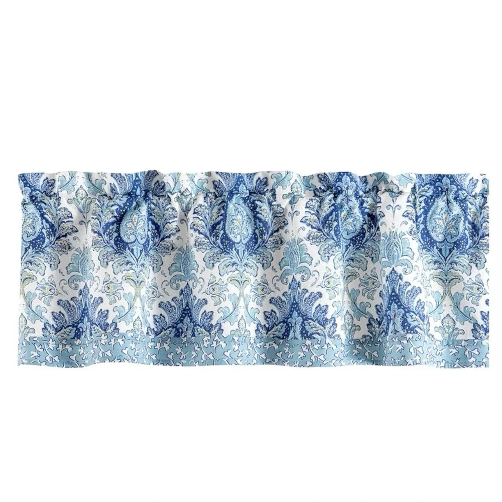 Waverly MARCELLE AEGEAN Lined TATE Valance Cottage BLUE 60x16 PAIR